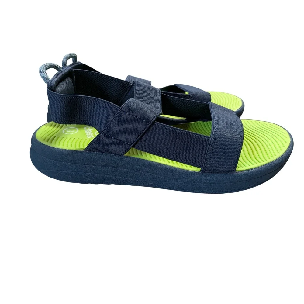 Art Class Boys Navy Blue Lime Green Strappy Sporty Sandals Size 3 Kids